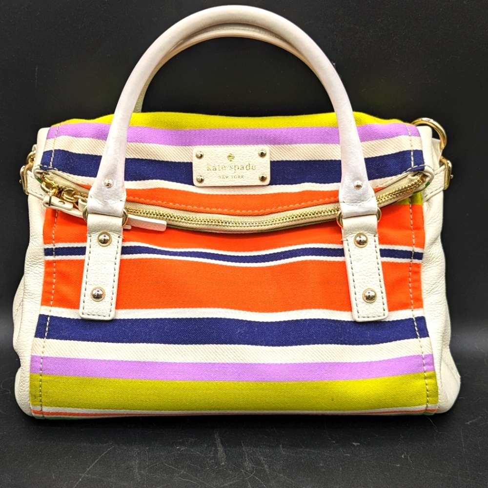 Kate Spade rainbow striped folded purse tote